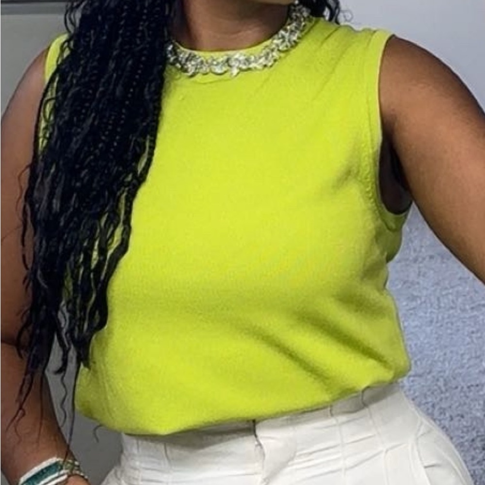 Embellished Lime Green Sleeveless Top